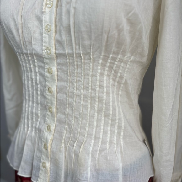 Vintage Late 90s/Y2K DKNY Jeans Cotton Crochet Peasant Blouse - Picture 7 of 15